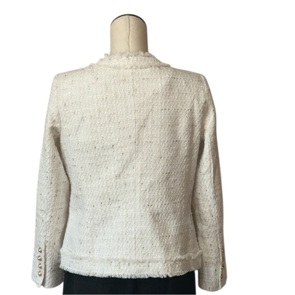 Nanette Lepore Cream & Gold Boucle Tweed Blazer NWT Sz Large - Picture 9 of 12